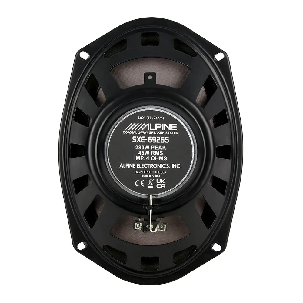 Alpine 6x9" 2-Way Coaxial Speaker Pair 280W Peak (45W RMS) 4 Ohm SXE-6926S Black