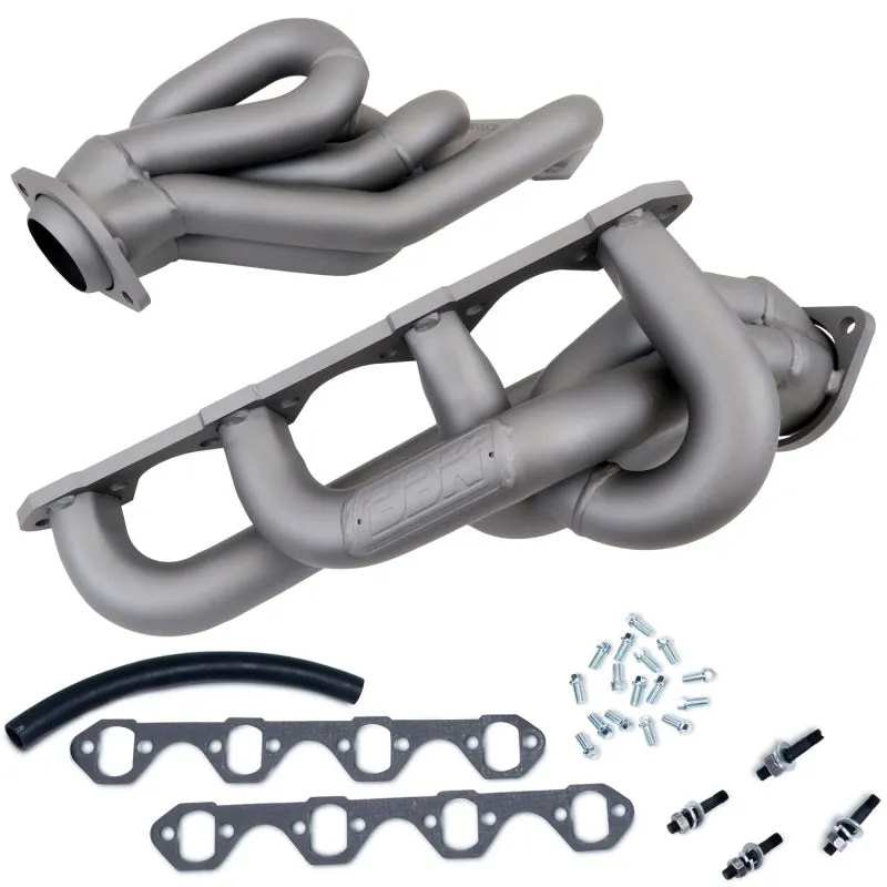 BBK Performance Equal Length Shorty Headers - 1.625 in Primary - Stock Collector Flange - Titanium Metallic Ceramic - Small Block Ford - Ford Mustang 1986-93 - Pair