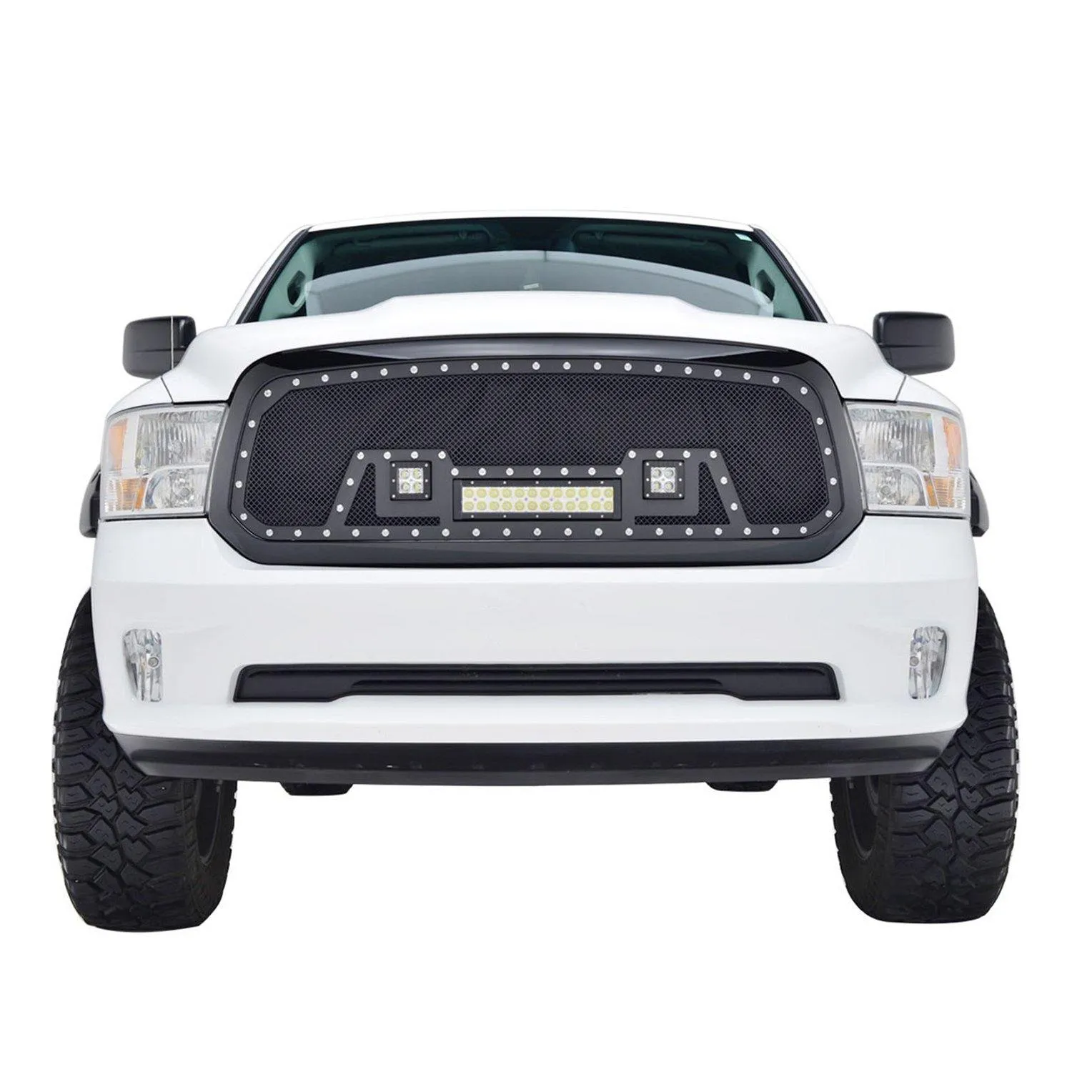 Black Stainless Steel Wire Mesh Grille for 2013-18 Dodge Ram 1500 & 2019-23 Ram 1500 Classic/Warlock