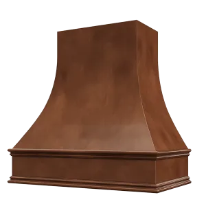 Chocolate Wood Range Hood With Curved Front and Decorative Trim - 30" 36" 42" 48" 54" and 60" Widths Available