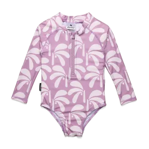 Cry Wolf Long Sleeve Swimsuit Lilac Palms