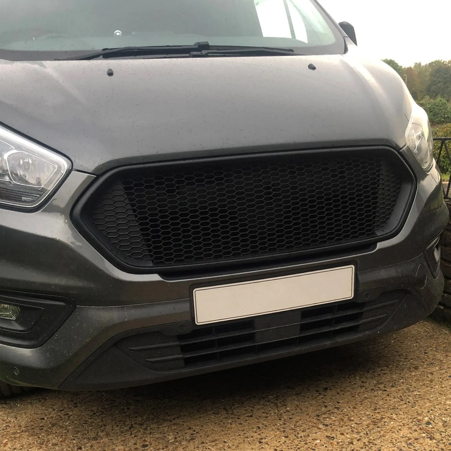 For Ford Transit Custom Complete Front Honeycomb Grille Package - Matte Black Bundle ONLY Painted and Ready to Fit