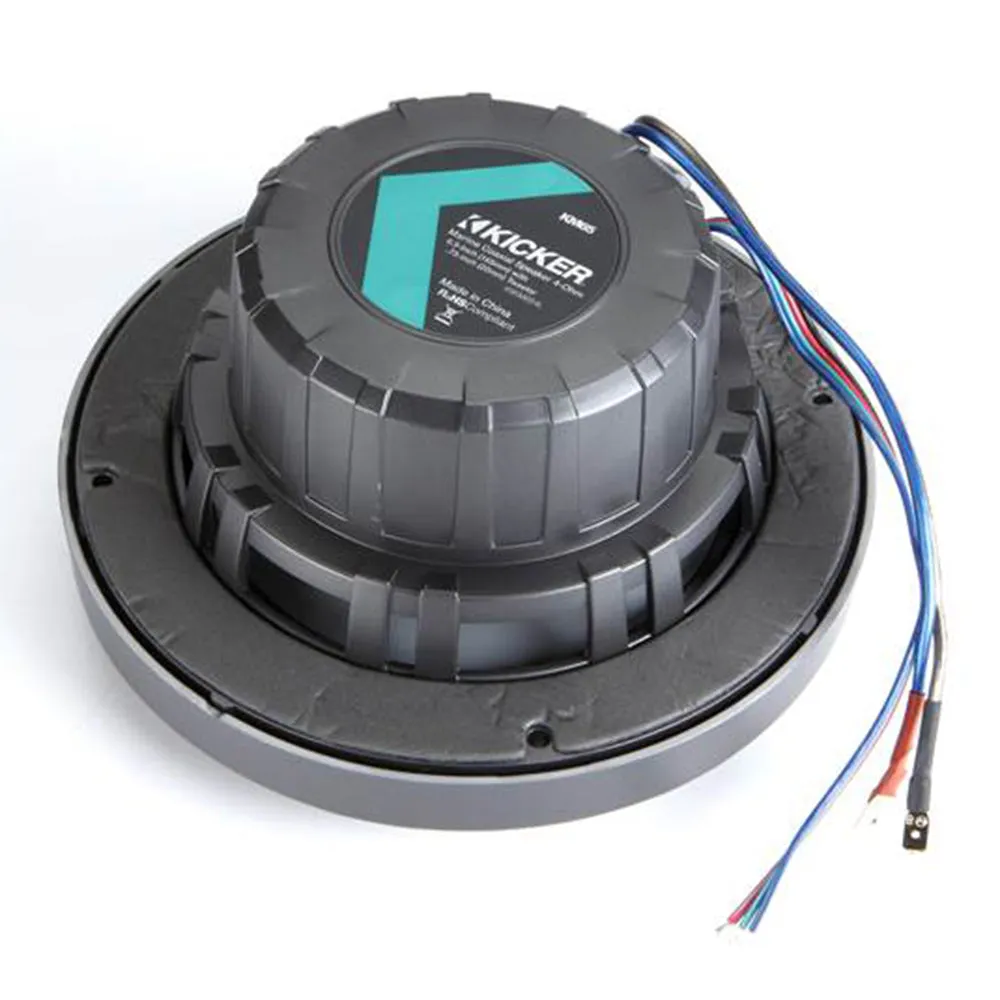 Kicker 6.5" Marine Coaxial Speaker Pair LED 65W Rms 4 Ohm Charcoal/White Grilles