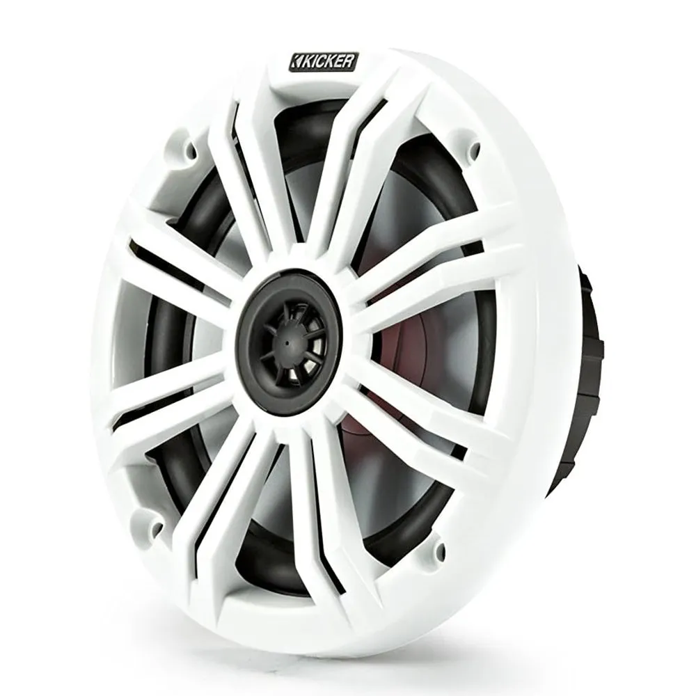 Kicker 6.5" Marine Coaxial Speaker Pair LED 65W Rms 4 Ohm Charcoal/White Grilles