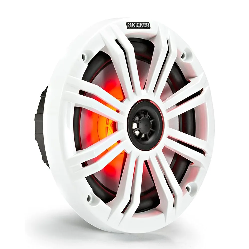 Kicker 6.5" Marine Coaxial Speaker Pair LED 65W Rms 4 Ohm Charcoal/White Grilles