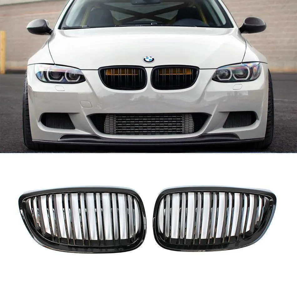 Kidney Grilles for 2007-10 BMW 3-Series E92/E93 Pre-LCI (Gloss Black Dual Slat)