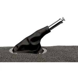 Lokar Floor Mount Parking Brake Boot - Oval Boot - Polished Stainless Ring - Vinyl - Black