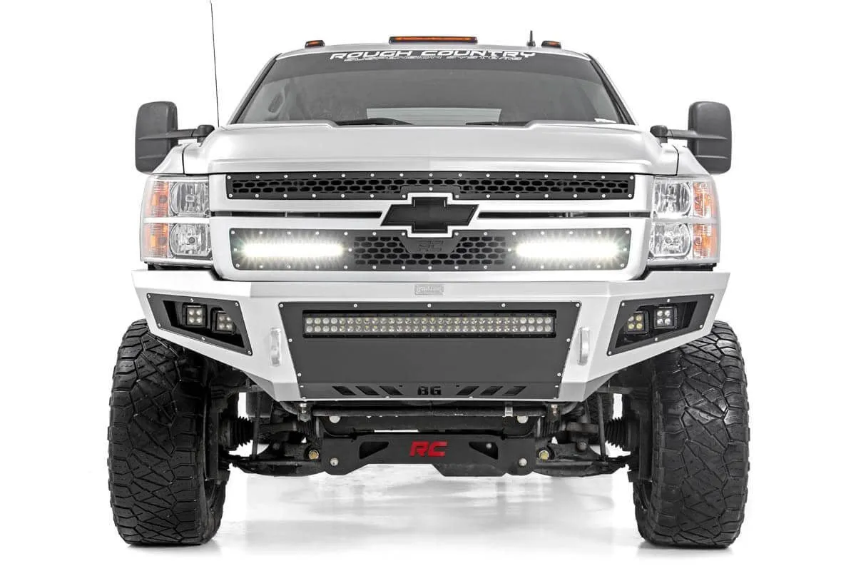 Mesh Grille | 12" Single Row LED Pair | Black | Chevy Silverado 2500 HD/3500 HD | 2011-2014