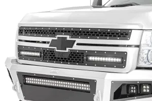 Mesh Grille | 12" Single Row LED Pair | Black | Chevy Silverado 2500 HD/3500 HD | 2011-2014