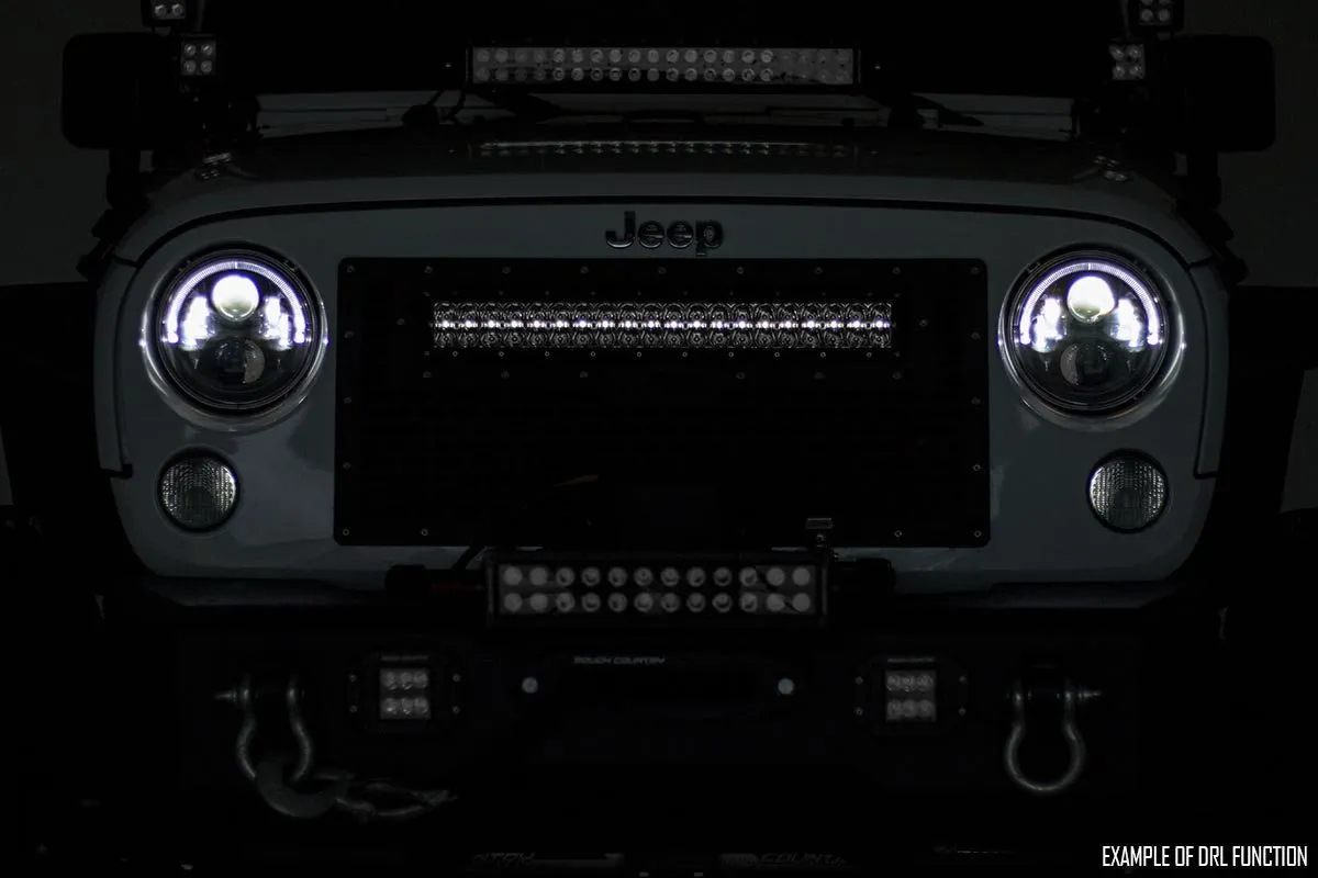 Mesh Grille | 30" Dual Row LED | Black | White DRL | Chevy Silverado 1500 | 2007-2013