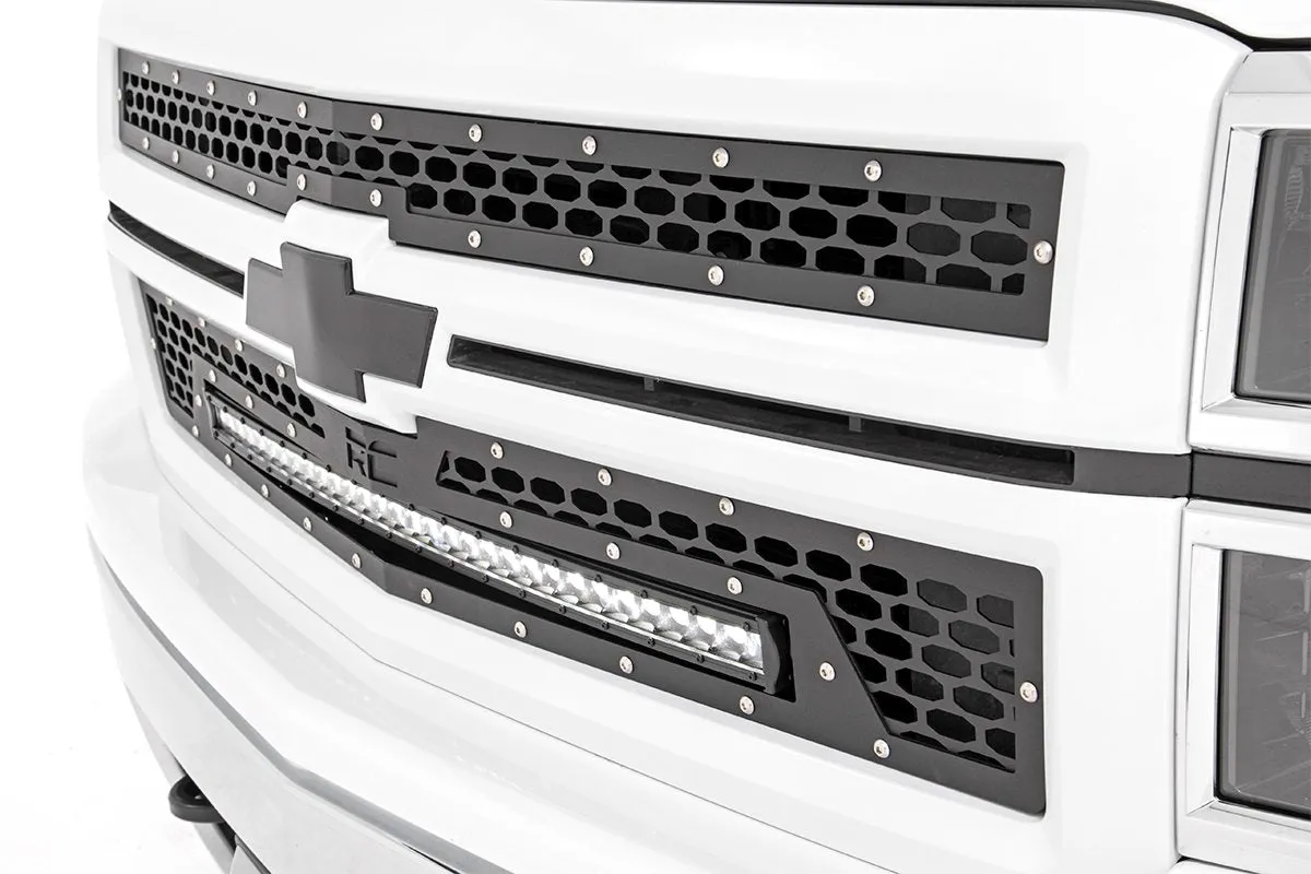 Mesh Grille | 30" Single Row LED | Black | Chevy Silverado 1500 | 2014-2015