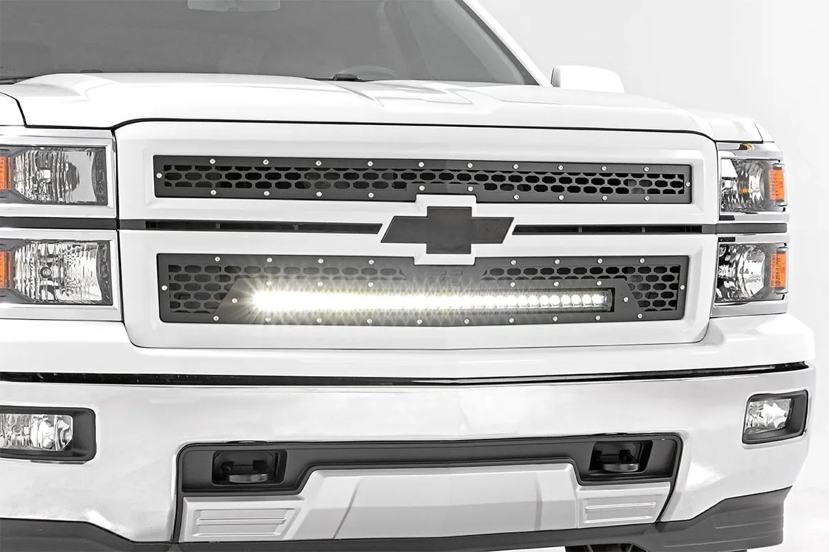 Mesh Grille | 30" Single Row LED | Black | Chevy Silverado 1500 | 2014-2015