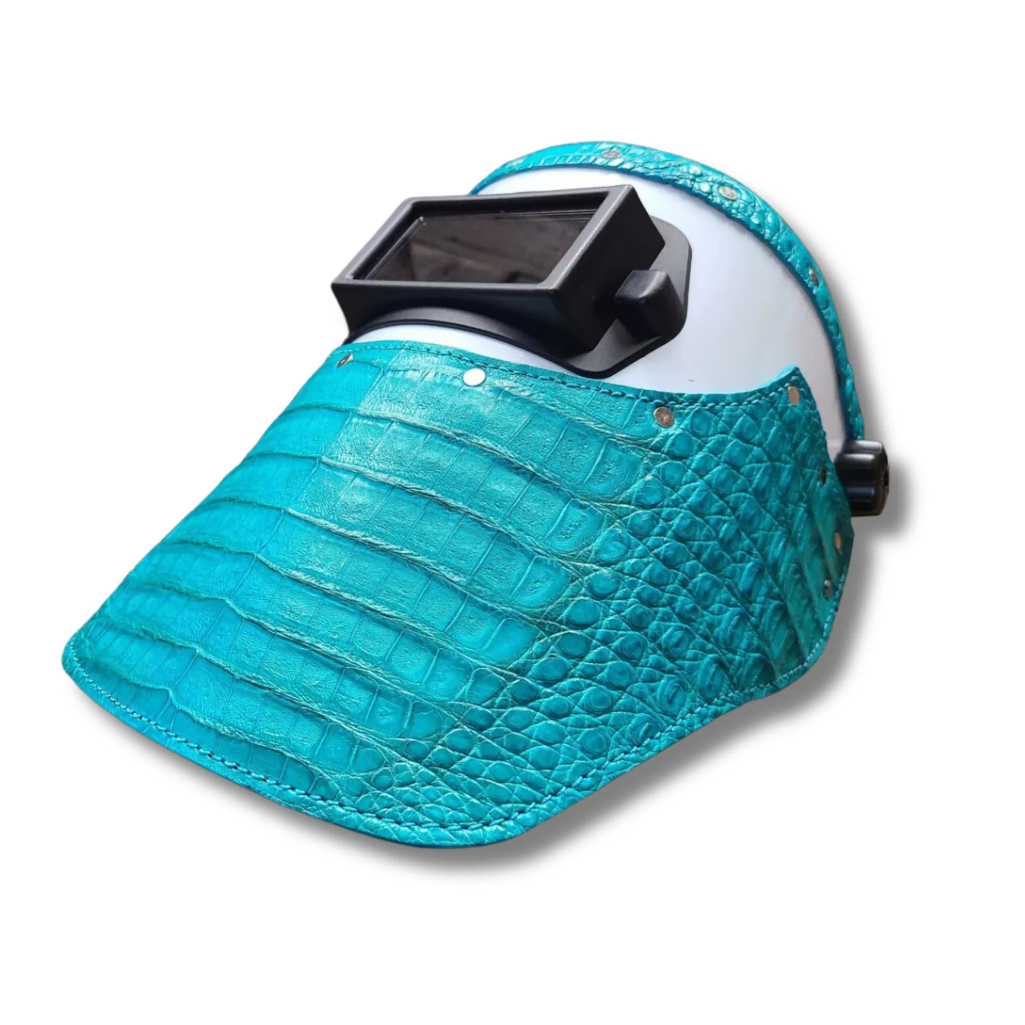 Outlaw Leather - Welding Hood - Turquoise Caiman