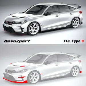 Revozport Honda Civic Type R FL5 Carbon Fiber FL5 Front Spoiler Splitter