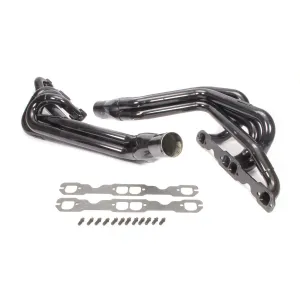 Schoenfeld Asphalt Late Model Conventional Crossover Headers - SB Chevy Crate Motor - 1-5/8"-1-3/4" Tubes - 3" x 9" Collectors - Lower RH Door Exit