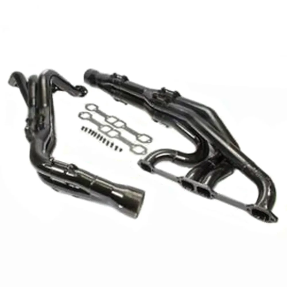 Schoenfeld Dirt Late Model Headers - Tri-Y - 1-3/4 to 1-7/8" Primary - 3-1/2" Collector - Steel - Black Paint - GM LS-Series