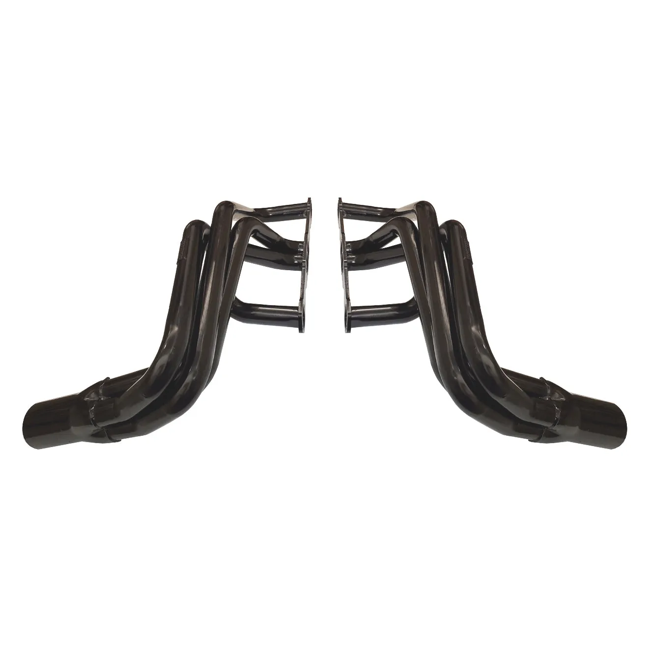 Schoenfeld Header - 3-1/2" Collector - Steel - Black Paint - Small Block Chevy