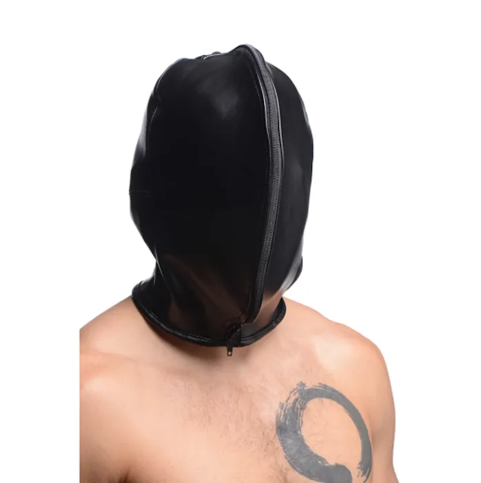 Strict ''Zip Front'' Leather Bondage Hood