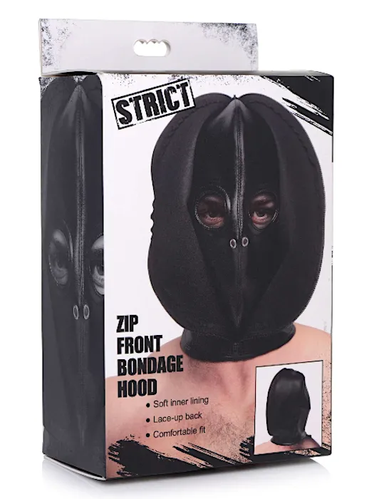 Strict ''Zip Front'' Leather Bondage Hood