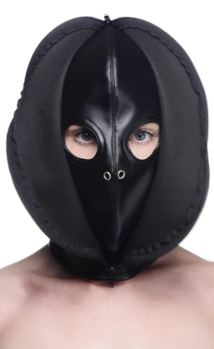Strict ''Zip Front'' Leather Bondage Hood