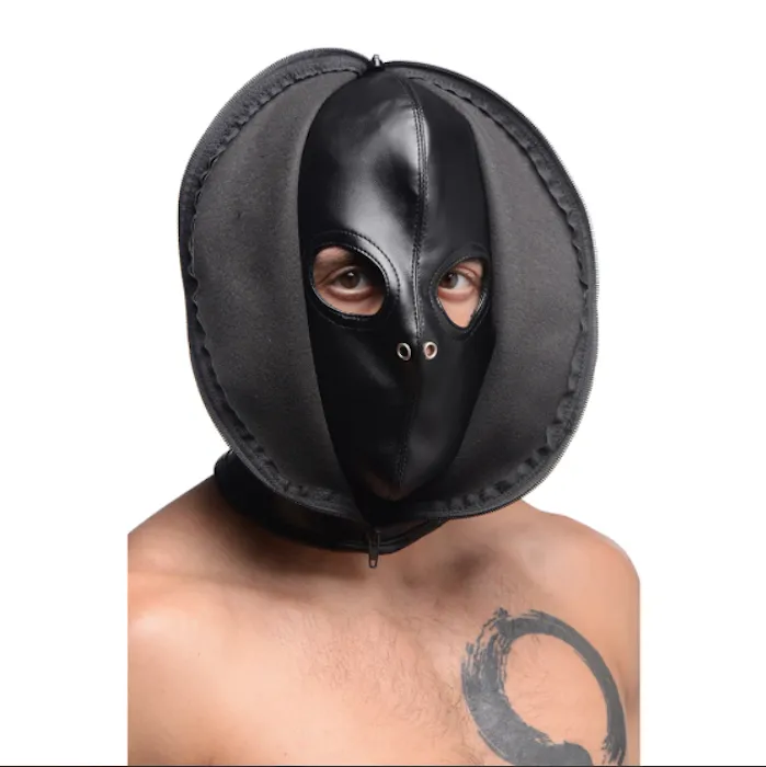 Strict ''Zip Front'' Leather Bondage Hood