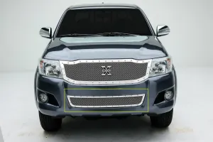 T-REX X Metal Series, 1 Piece Overlay Bumper Grille - Polished - 2012-2015 Hilux