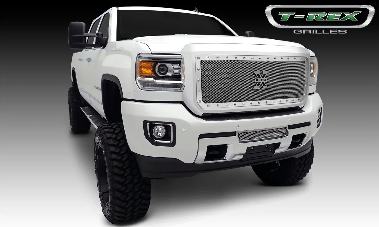 T-REX X Metal Series, 2 Piece Insert Grilles - Polished - Requires Drilling or Cutting - 2015-2018 GMC 2500/3500