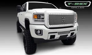 T-REX X Metal Series, 2 Piece Insert Grilles - Polished - Requires Drilling or Cutting - 2015-2018 GMC 2500/3500