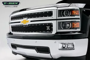 T-REX X Metal Series, 2 Piece Overlay Grilles Studded - 2014-2015 Silverado