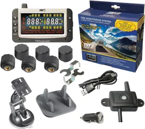 TST 507 Tire Pressure Monitoring System with 6 Cap Sensors and Color Display for Metal/Rubber Valve Stems by Truck System Technologies, TPMS for Rvs, Campers and Trailers