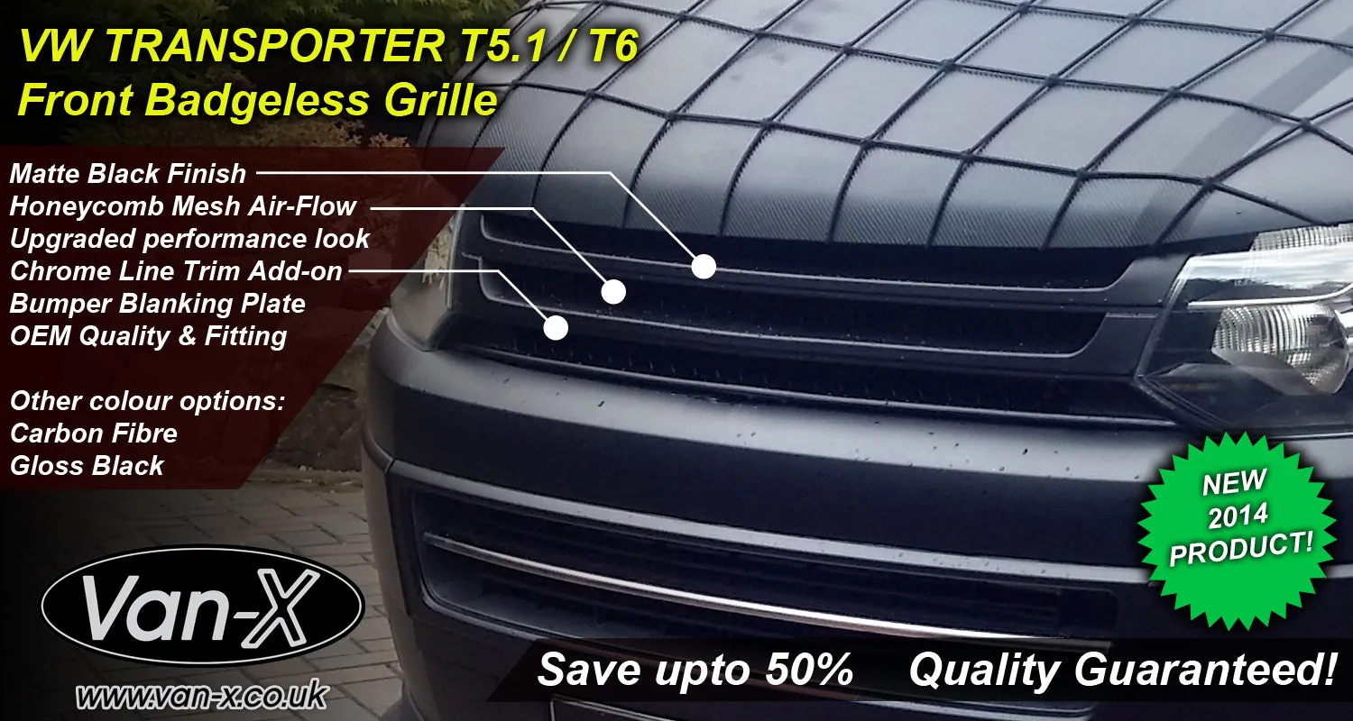 VW T5.1 Transporter Front Badgeless Grille (Matte) Painted and Ready to Fit