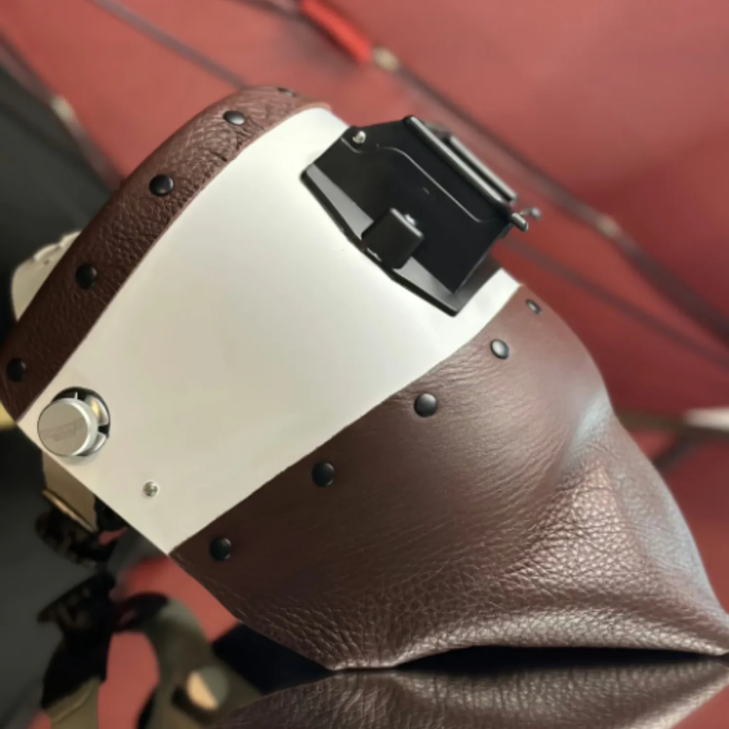 White Chopped Top and Bottom Carbon Fiber Welding Hood