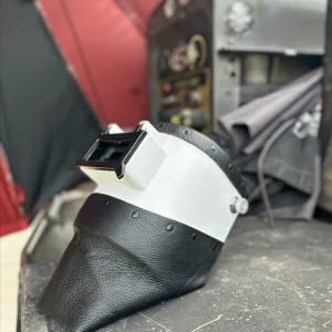 White Chopped Top and Bottom Carbon Fiber Welding Hood