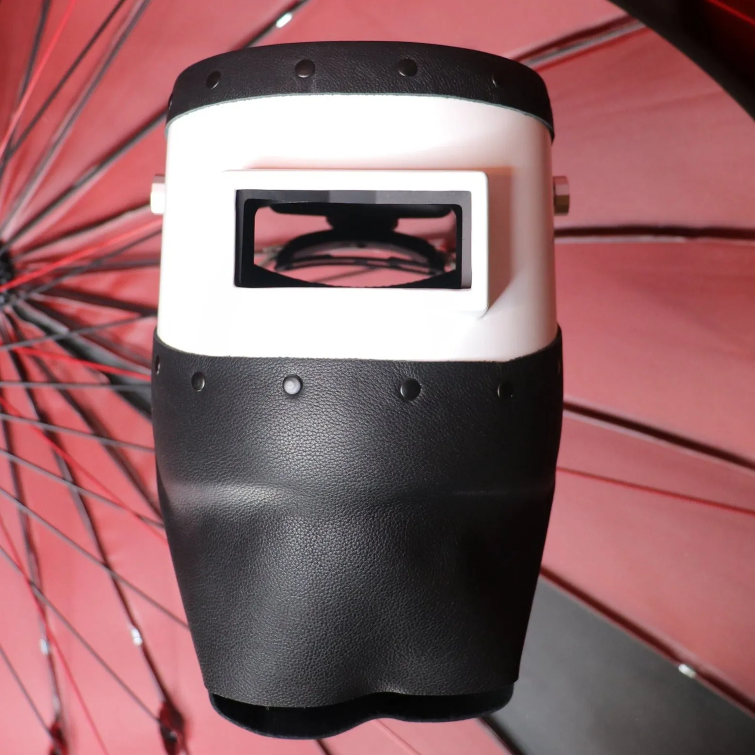 White Chopped Top and Bottom Carbon Fiber Welding Hood