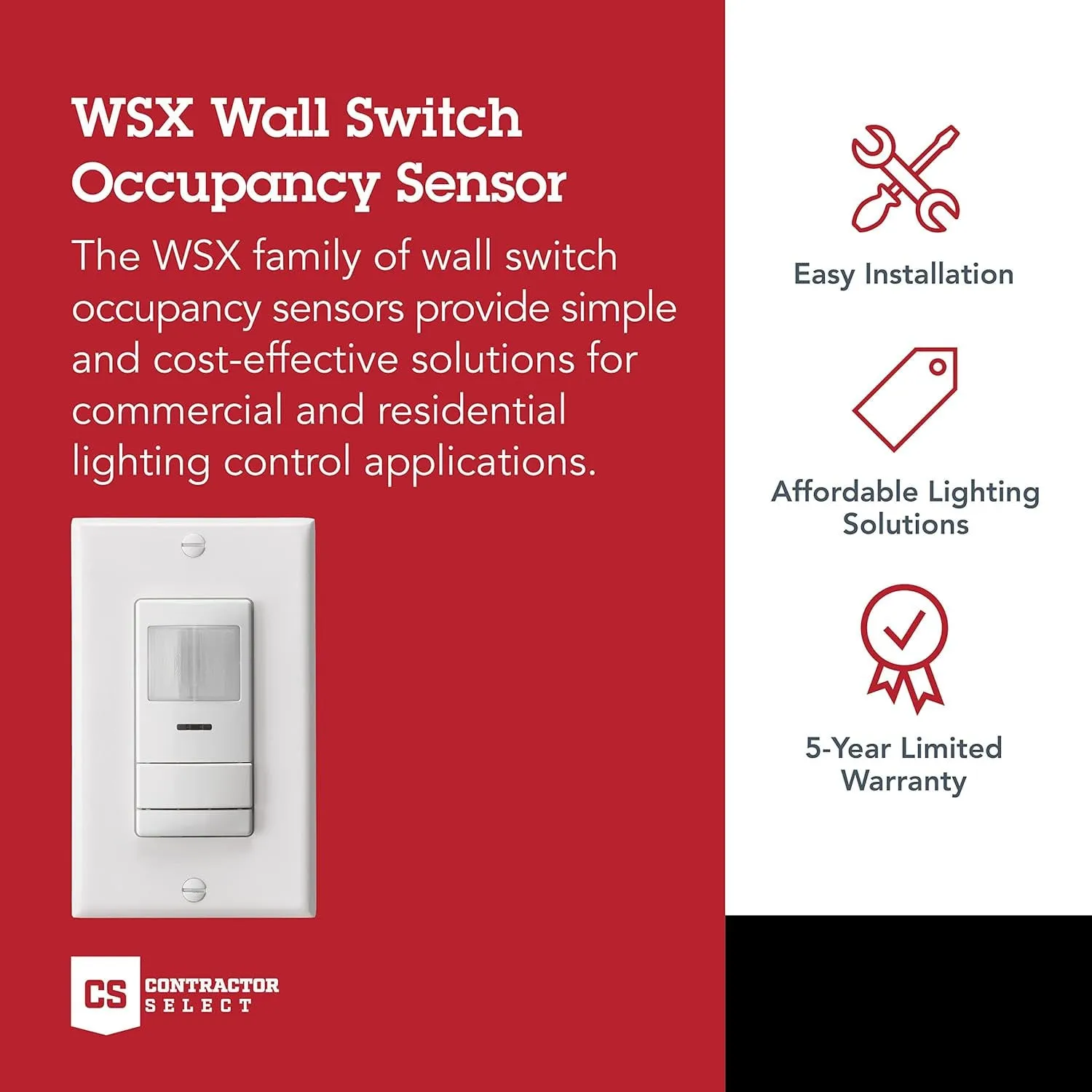 WSX 120-277V PIR Occupancy In-Wall Switch Sensor, Ivory