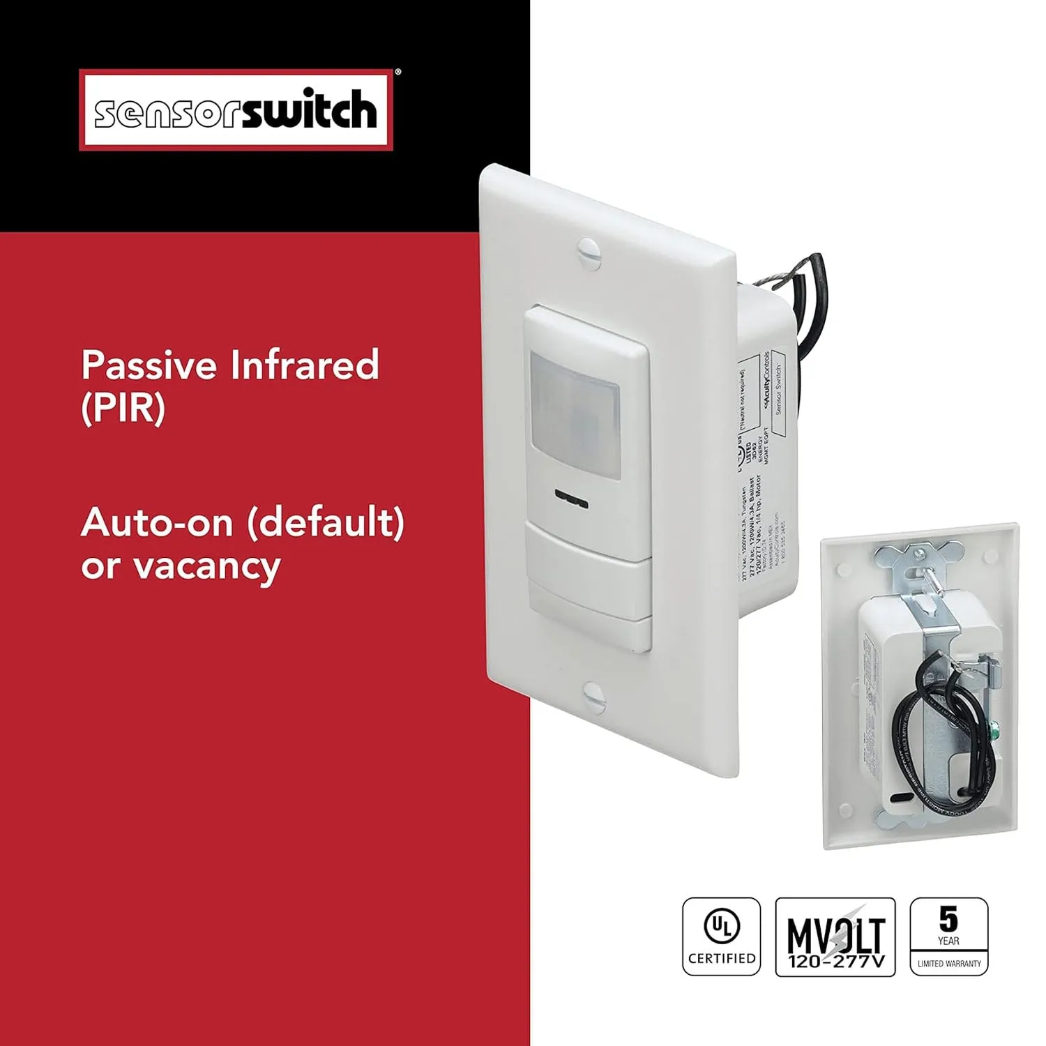 WSX 120-277V PIR Occupancy In-Wall Switch Sensor, Ivory