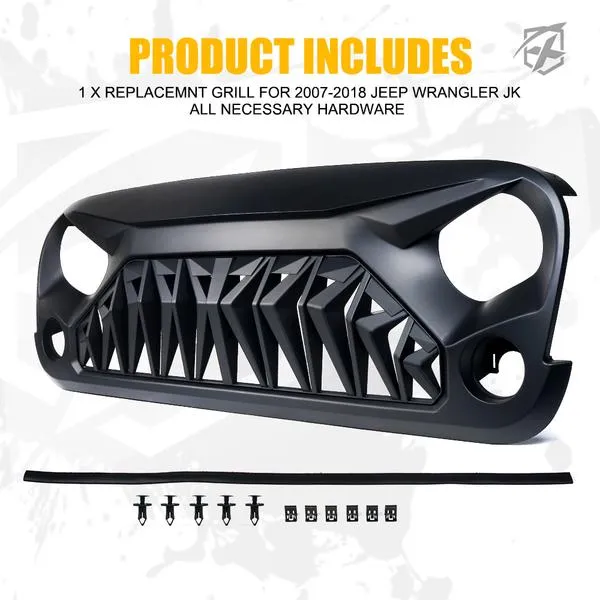 Xprite Grill Jeep Wrangler JK (2007-2018) Venom Series w/ Teeth / Fangs